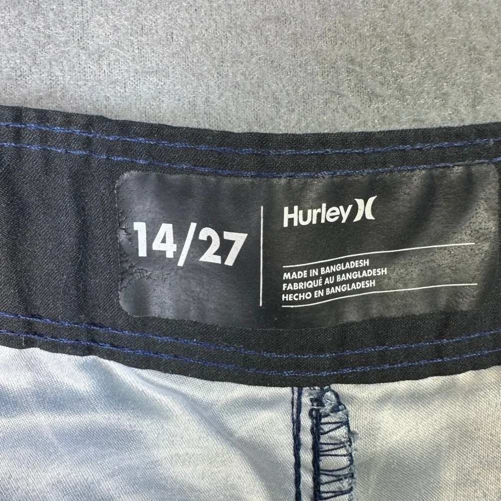Hurley Boys Board Shorts Tropical Floral Striped Swim Trunks Size 14/27 Blue Red